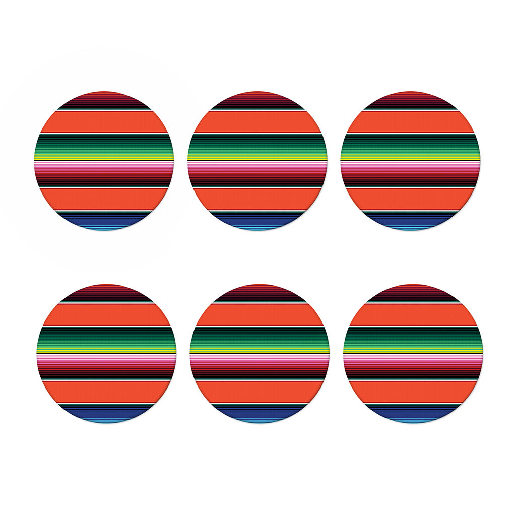 Colorful Serape Blanket Pattern Print Coaster Set