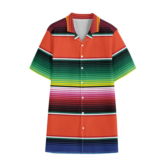 Colorful Serape Blanket Pattern Print Cotton Hawaiian Shirt