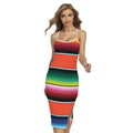 Colorful Serape Blanket Pattern Print Cross Back Cami Dress