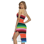 Colorful Serape Blanket Pattern Print Cross Back Cami Dress