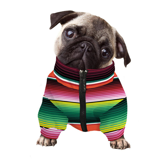 Colorful Serape Blanket Pattern Print Dog Zip Up Jacket