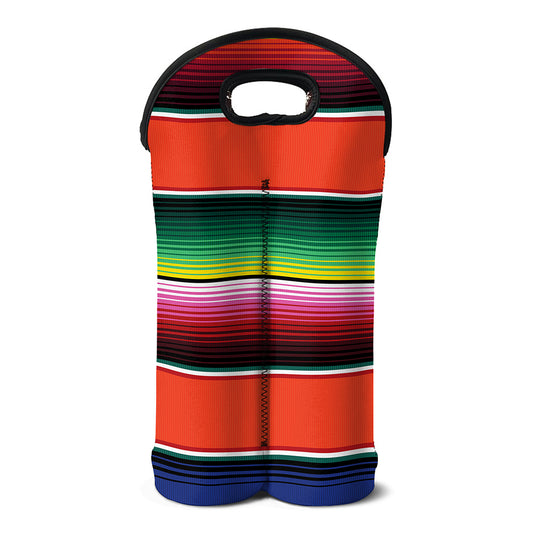 Colorful Serape Blanket Pattern Print Double Neoprene Wine Tote