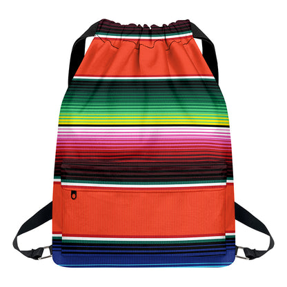 Colorful Serape Blanket Pattern Print Drawstring Backpack