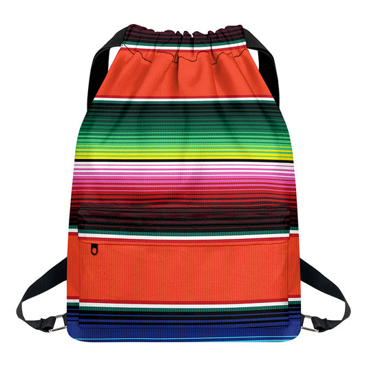 Colorful Serape Blanket Pattern Print Drawstring Backpack