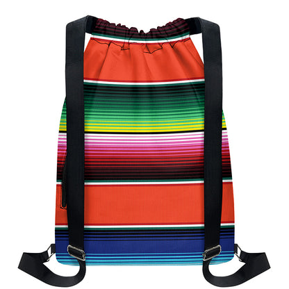 Colorful Serape Blanket Pattern Print Drawstring Backpack