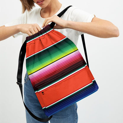 Colorful Serape Blanket Pattern Print Drawstring Backpack