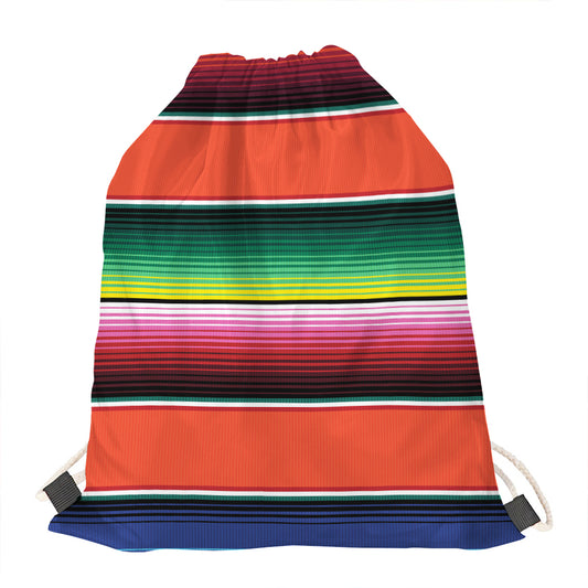 Colorful Serape Blanket Pattern Print Drawstring Bag