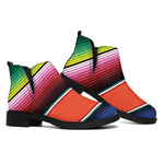 Colorful Serape Blanket Pattern Print Flat Ankle Boots