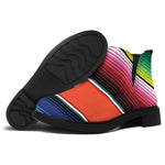 Colorful Serape Blanket Pattern Print Flat Ankle Boots