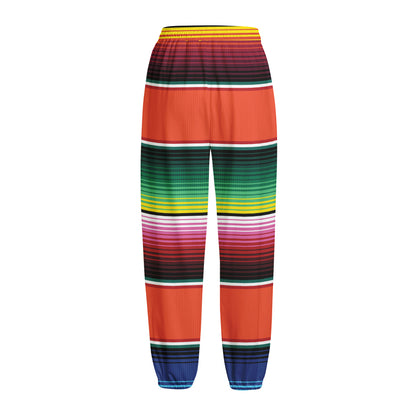 Colorful Serape Blanket Pattern Print Fleece Lined Knit Pants