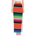 Colorful Serape Blanket Pattern Print High Slit Maxi Skirt