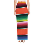 Colorful Serape Blanket Pattern Print High Slit Maxi Skirt