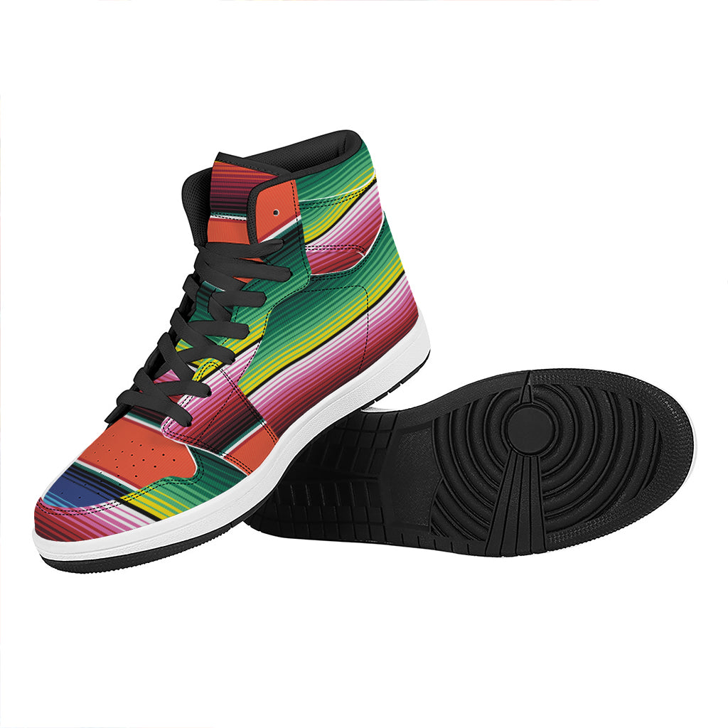 Colorful Serape Blanket Pattern Print High Top Leather Sneakers