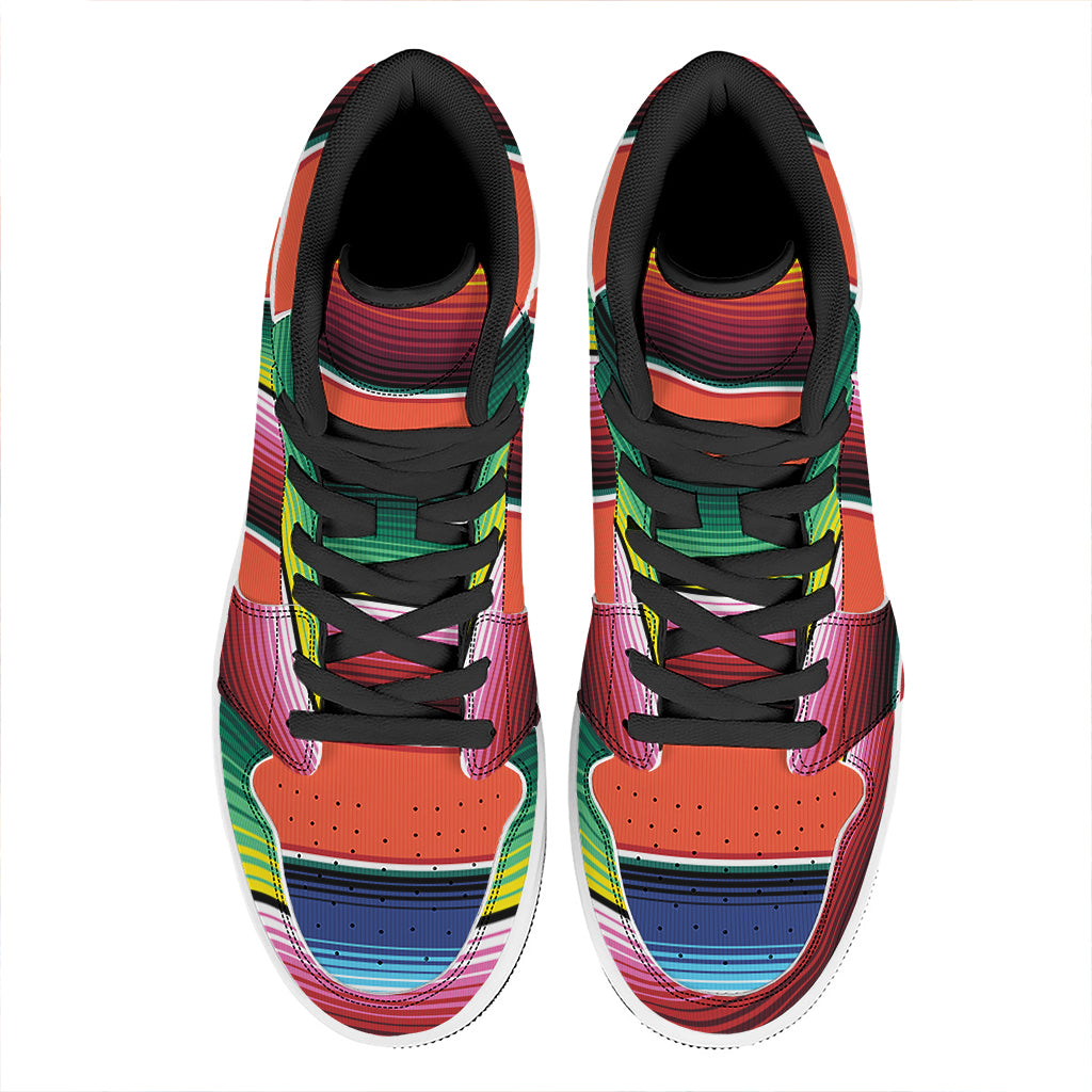 Colorful Serape Blanket Pattern Print High Top Leather Sneakers