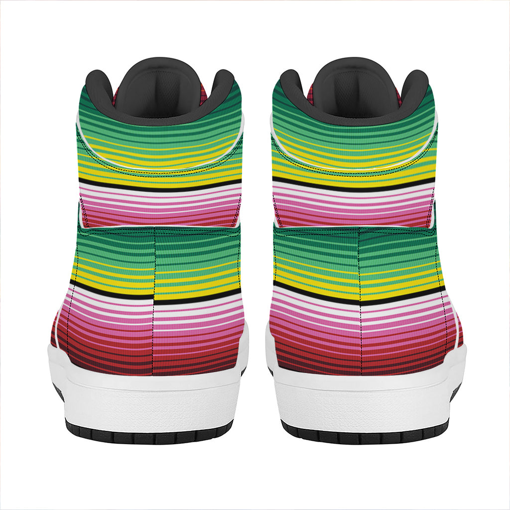 Colorful Serape Blanket Pattern Print High Top Leather Sneakers