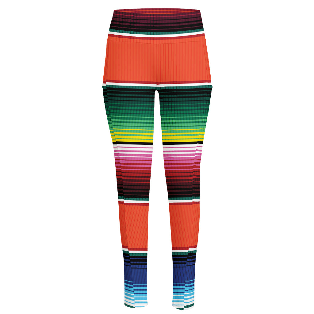 Colorful Serape Blanket Pattern Print High-Waisted Pocket Leggings