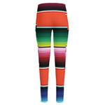 Colorful Serape Blanket Pattern Print High-Waisted Pocket Leggings