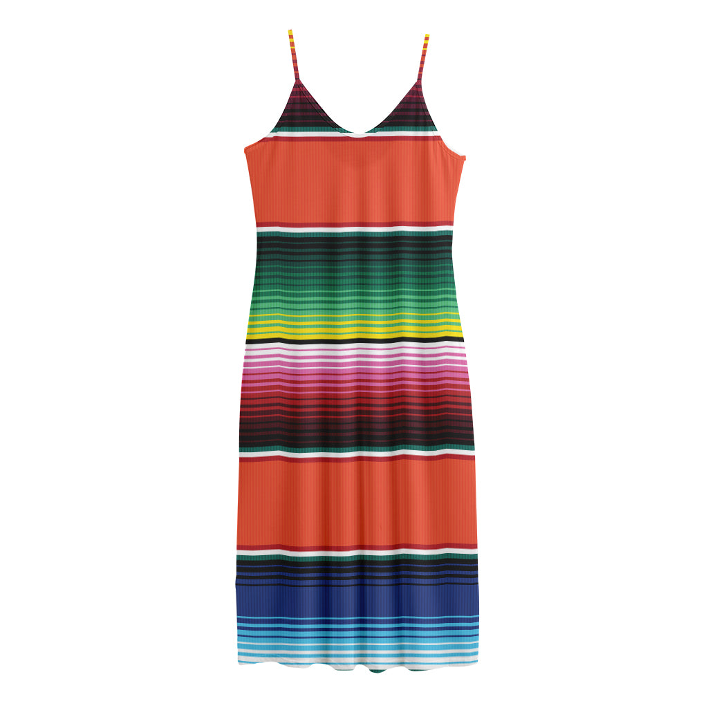 Colorful Serape Blanket Pattern Print Jersey Midi Cami Dress