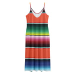 Colorful Serape Blanket Pattern Print Jersey Midi Cami Dress