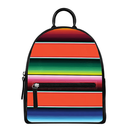 Colorful Serape Blanket Pattern Print Leather Backpack