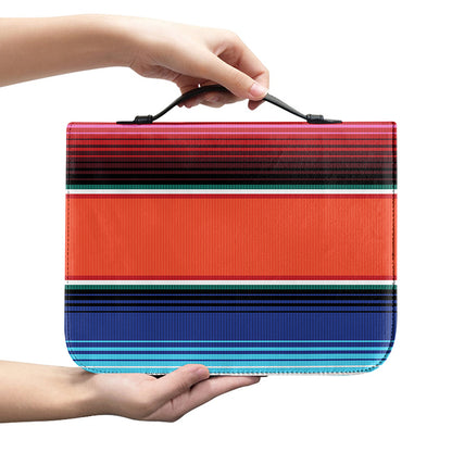 Colorful Serape Blanket Pattern Print Leather Bible Cover