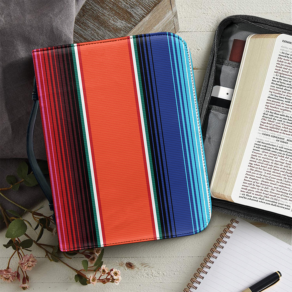 Colorful Serape Blanket Pattern Print Leather Bible Cover