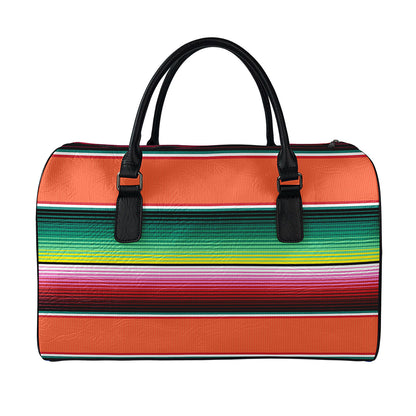 Colorful Serape Blanket Pattern Print Leather Duffle Bag