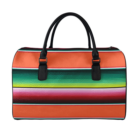 Colorful Serape Blanket Pattern Print Leather Duffle Bag