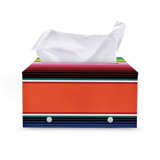 Colorful Serape Blanket Pattern Print Leather Tissue Box Cover