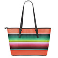 Colorful Serape Blanket Pattern Print Leather Tote Bag With Zipper