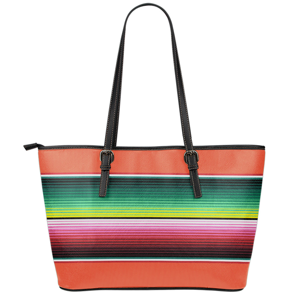 Colorful Serape Blanket Pattern Print Leather Tote Bag