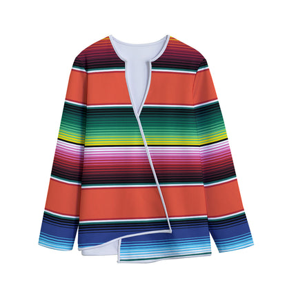 Colorful Serape Blanket Pattern Print Long Sleeve Short Coat