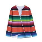 Colorful Serape Blanket Pattern Print Long Sleeve Short Coat