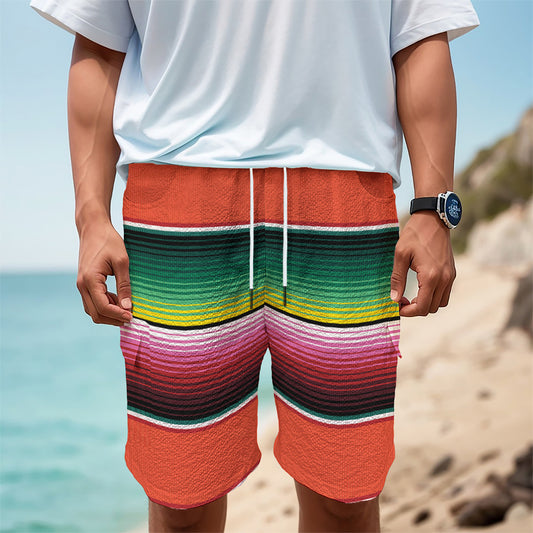 Colorful Serape Blanket Pattern Print Men's Cargo Shorts