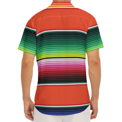 Colorful Serape Blanket Pattern Print Men's Deep V-Neck Shirt