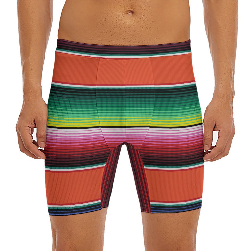 Colorful Serape Blanket Pattern Print Men's Long Boxer Briefs