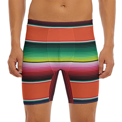 Colorful Serape Blanket Pattern Print Men's Long Boxer Briefs