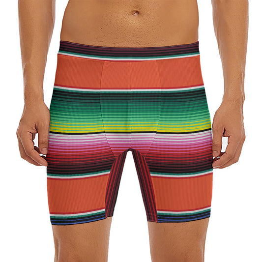 Colorful Serape Blanket Pattern Print Men's Long Boxer Briefs