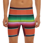 Colorful Serape Blanket Pattern Print Men's Long Boxer Briefs