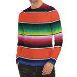 Colorful Serape Blanket Pattern Print Men's Long Sleeve Rash Guard