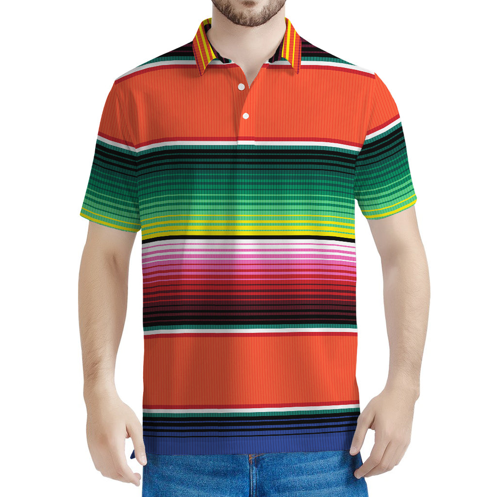Colorful Serape Blanket Pattern Print Men's Polo Shirt