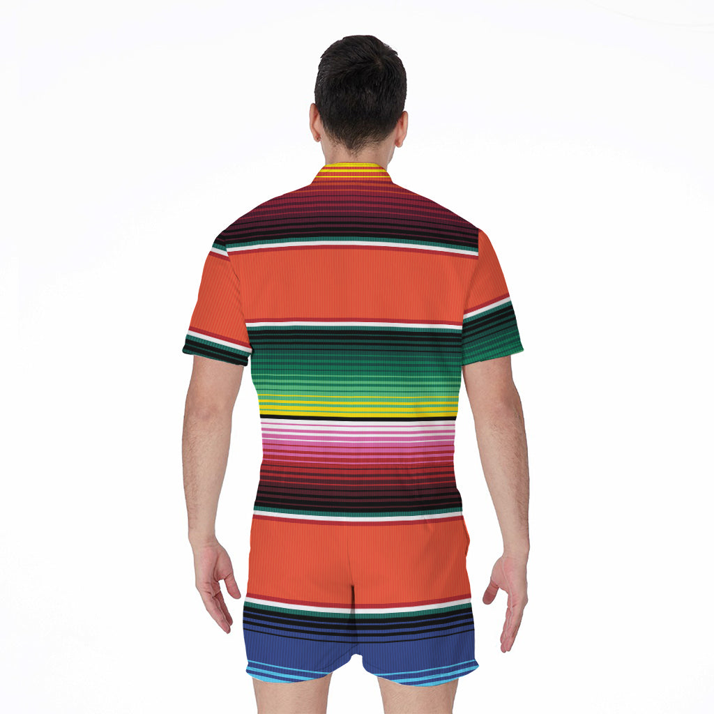 Colorful Serape Blanket Pattern Print Men's Rompers