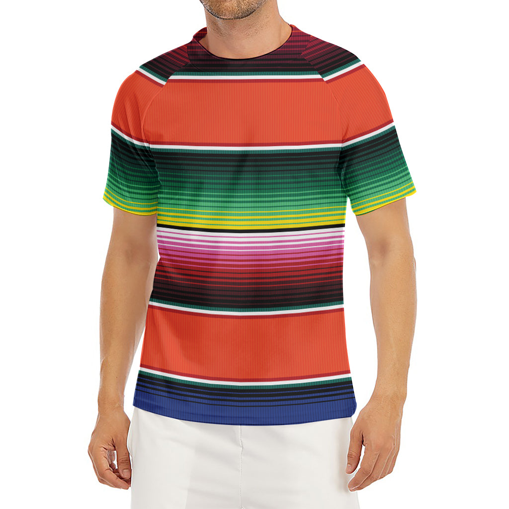 Colorful Serape Blanket Pattern Print Men's Short Sleeve Rash Guard