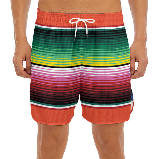 Colorful Serape Blanket Pattern Print Men's Split Running Shorts