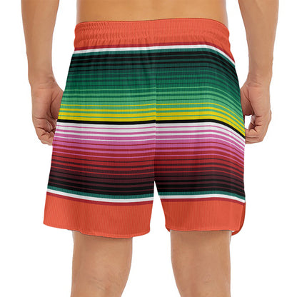 Colorful Serape Blanket Pattern Print Men's Split Running Shorts