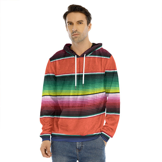 Colorful Serape Blanket Pattern Print Men's Velvet Pullover Hoodie