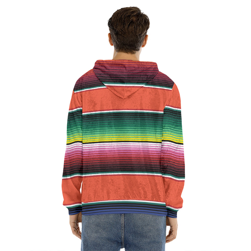 Colorful Serape Blanket Pattern Print Men's Velvet Pullover Hoodie