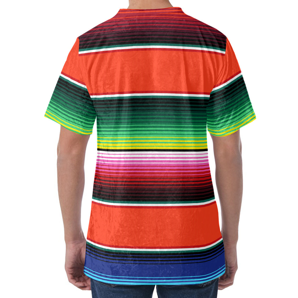 Colorful Serape Blanket Pattern Print Men's Velvet T-Shirt