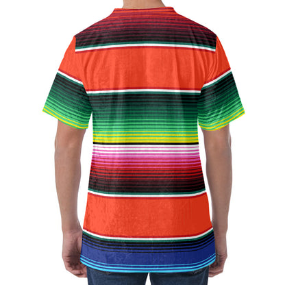 Colorful Serape Blanket Pattern Print Men's Velvet T-Shirt