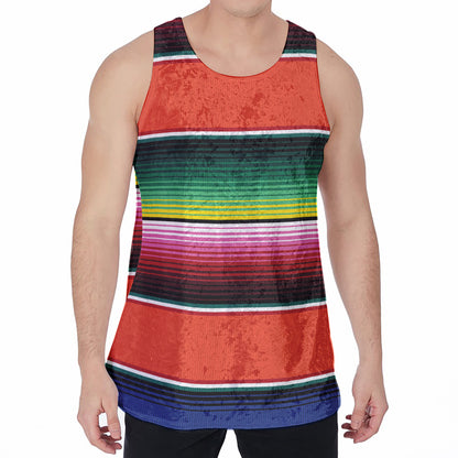 Colorful Serape Blanket Pattern Print Men's Velvet Tank Top